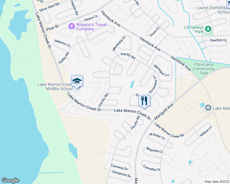 map of restaurants, bars, coffee shops, grocery stores, and more near 415 Arkansas Court in Kissimmee