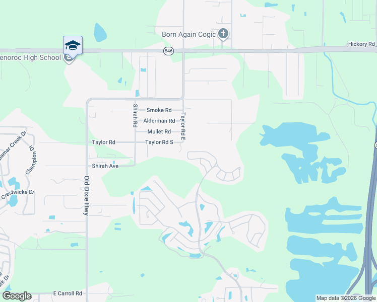 map of restaurants, bars, coffee shops, grocery stores, and more near 2390 Taylor Road East in Auburndale