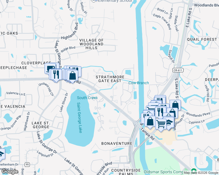 map of restaurants, bars, coffee shops, grocery stores, and more near 2910 Star Apple Court in Palm Harbor