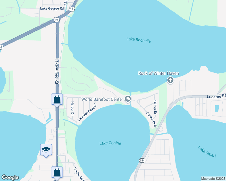 map of restaurants, bars, coffee shops, grocery stores, and more near 4131 Island Lakes Drive in Winter Haven