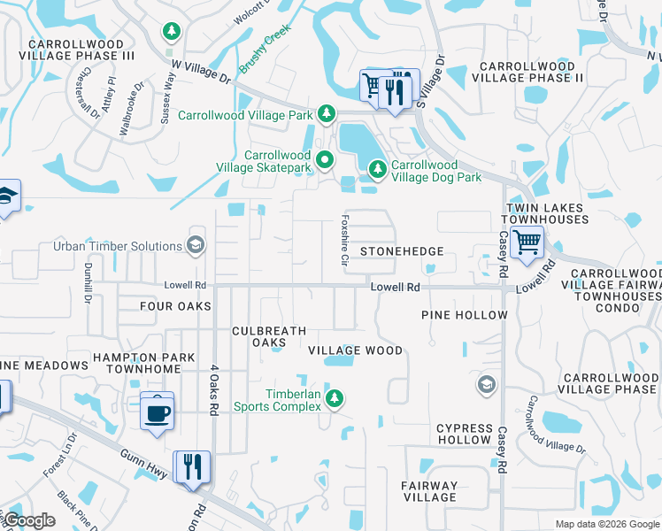 map of restaurants, bars, coffee shops, grocery stores, and more near 4901 Lowell Road in Tampa
