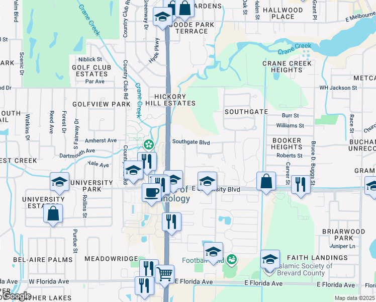 map of restaurants, bars, coffee shops, grocery stores, and more near 2809 Albemarle Street in Melbourne