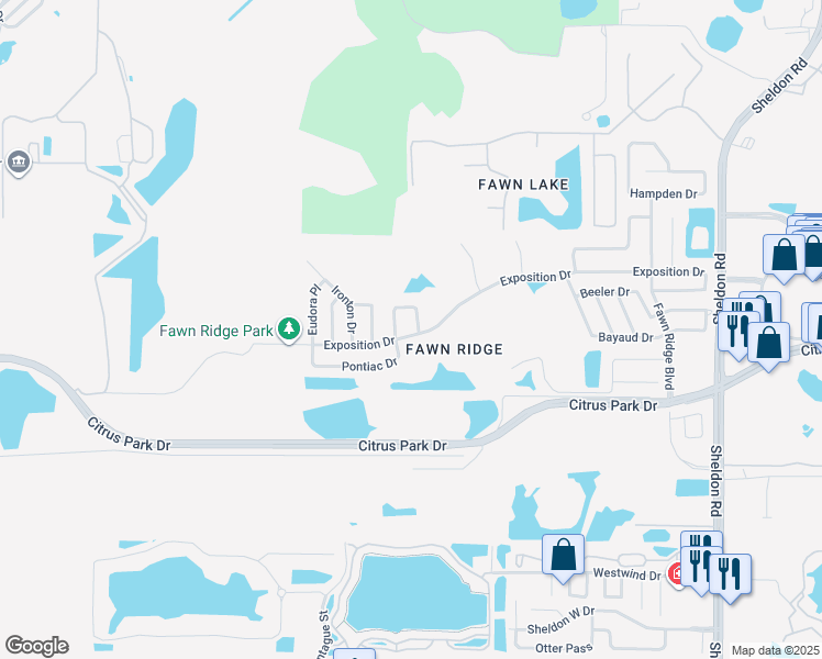 map of restaurants, bars, coffee shops, grocery stores, and more near 13402 Iola Drive in Tampa