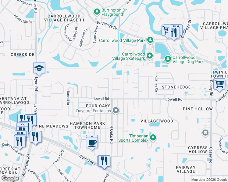 map of restaurants, bars, coffee shops, grocery stores, and more near 5109 Lesher Court in Tampa