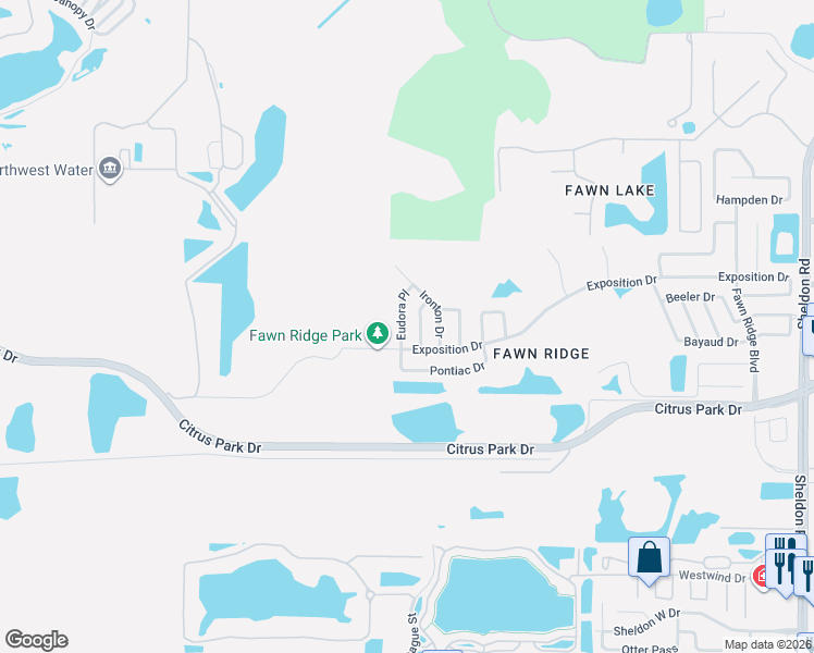 map of restaurants, bars, coffee shops, grocery stores, and more near 13403 Sunvale Place in Tampa