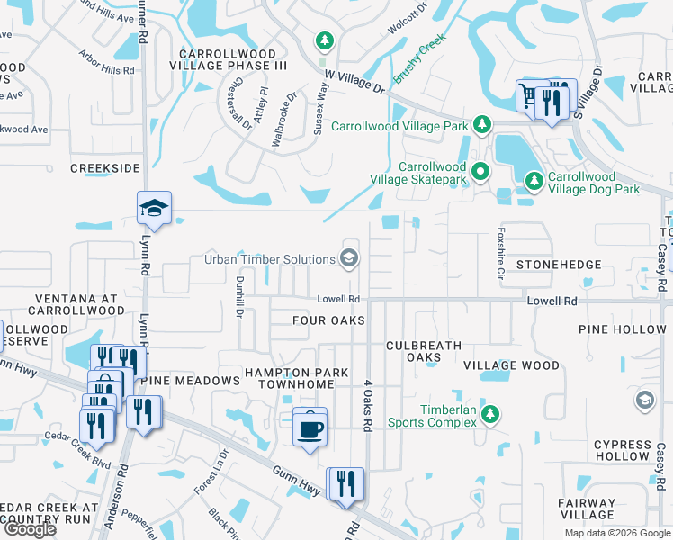 map of restaurants, bars, coffee shops, grocery stores, and more near 5214 Creekmore Lane in Tampa