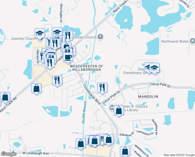 map of restaurants, bars, coffee shops, grocery stores, and more near 12048 Tuscany Bay Drive in Westchase