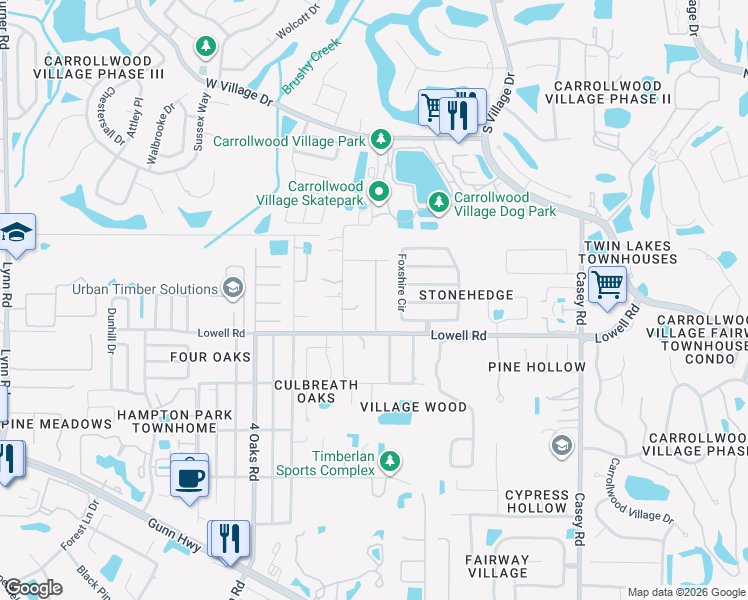 map of restaurants, bars, coffee shops, grocery stores, and more near 4901 Lowell Road in Tampa