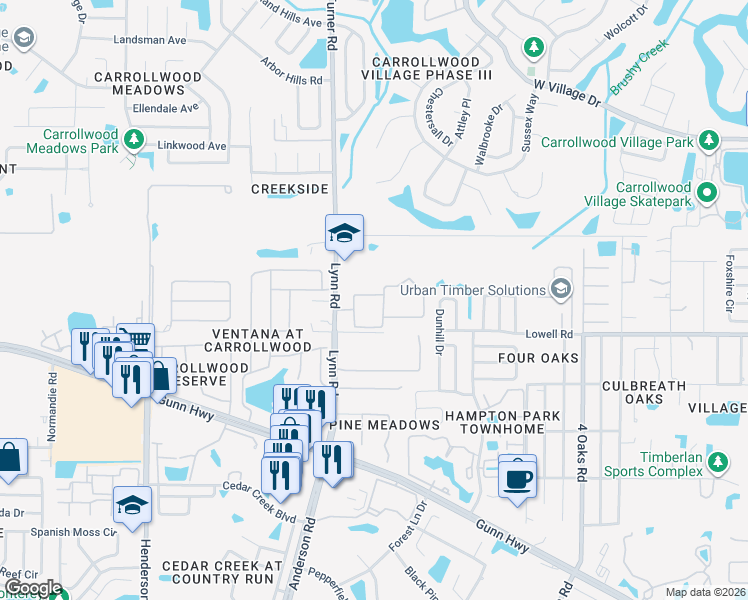 map of restaurants, bars, coffee shops, grocery stores, and more near 5618 Pinnacle Heights Circle in Tampa