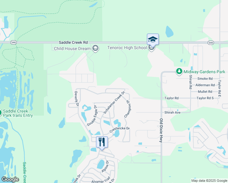 map of restaurants, bars, coffee shops, grocery stores, and more near 1688 Deverly Drive in Lakeland