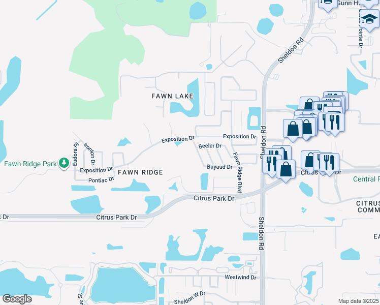 map of restaurants, bars, coffee shops, grocery stores, and more near 8954 Bayaud Drive in Tampa