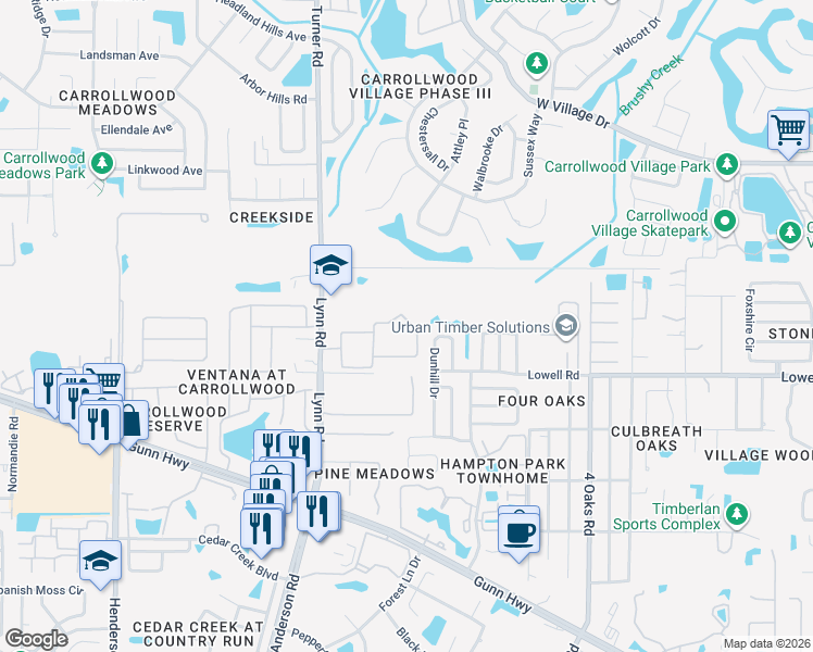 map of restaurants, bars, coffee shops, grocery stores, and more near 5612 Pinnacle Heights Circle in Tampa