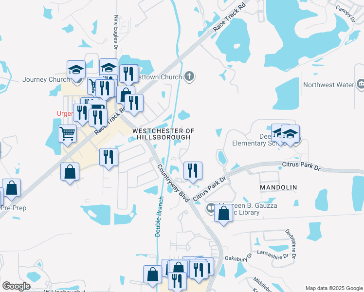 map of restaurants, bars, coffee shops, grocery stores, and more near 12021 Tuscany Bay Drive in Westchase