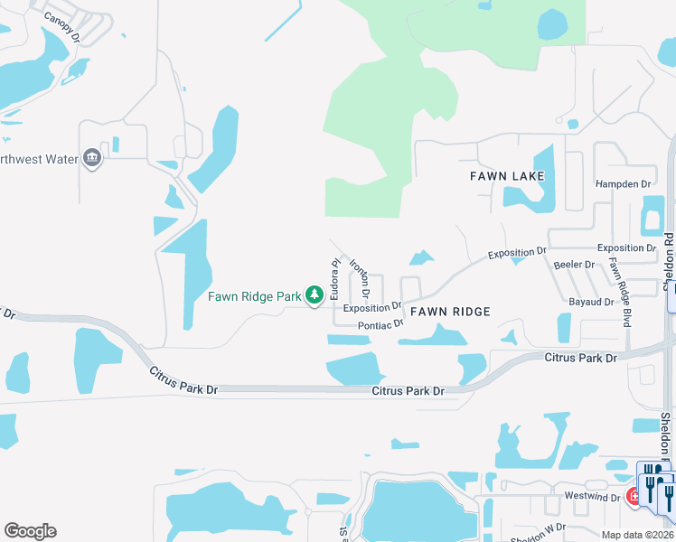 map of restaurants, bars, coffee shops, grocery stores, and more near 13419 Eudora Place in Tampa