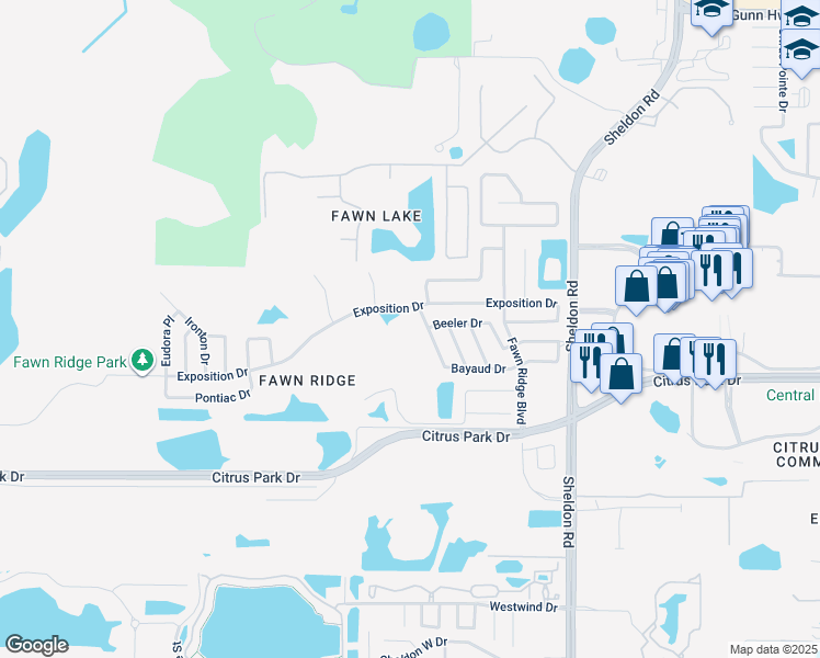 map of restaurants, bars, coffee shops, grocery stores, and more near 8954 Bayaud Drive in Tampa