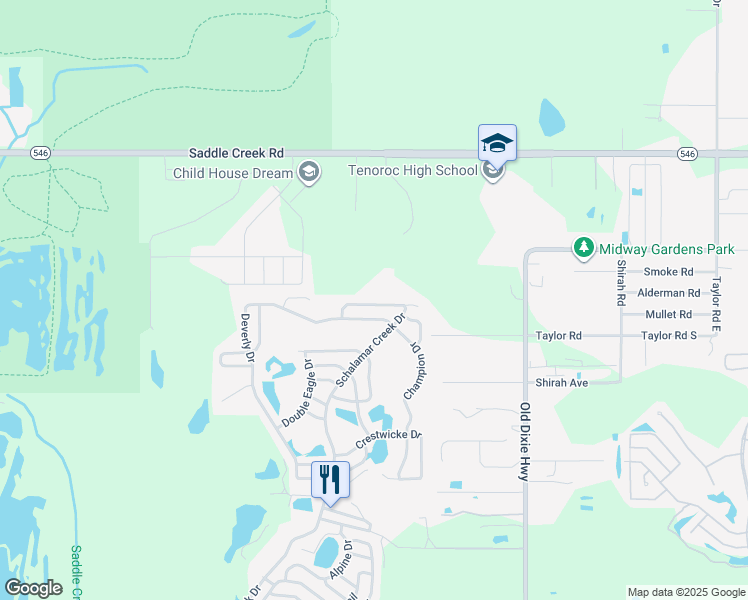 map of restaurants, bars, coffee shops, grocery stores, and more near 1688 Deverly Drive in Lakeland