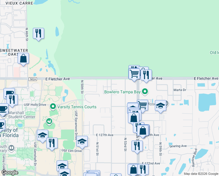 map of restaurants, bars, coffee shops, grocery stores, and more near 13389 Arbor Pointe Circle in Tampa
