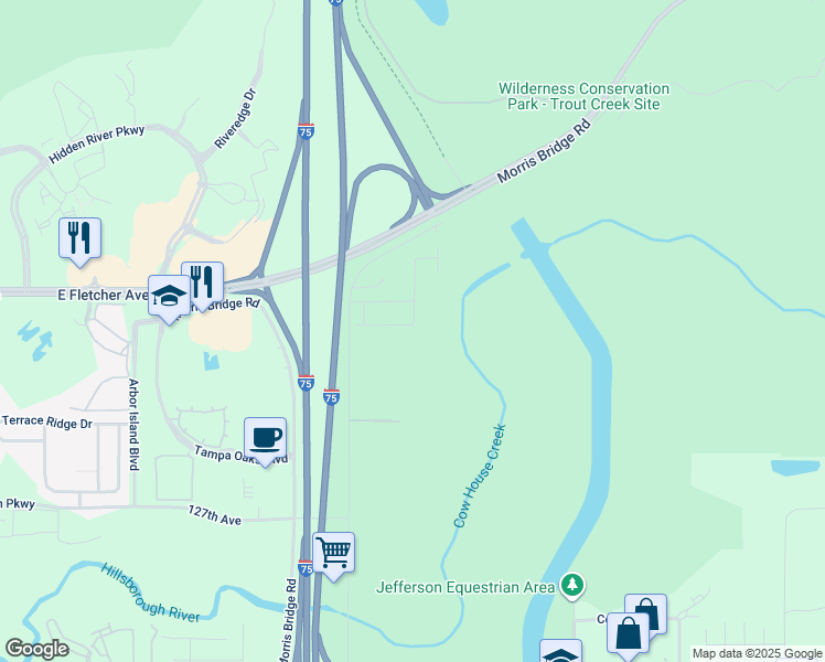 map of restaurants, bars, coffee shops, grocery stores, and more near 9041 Water Chestnut Drive in Thonotosassa