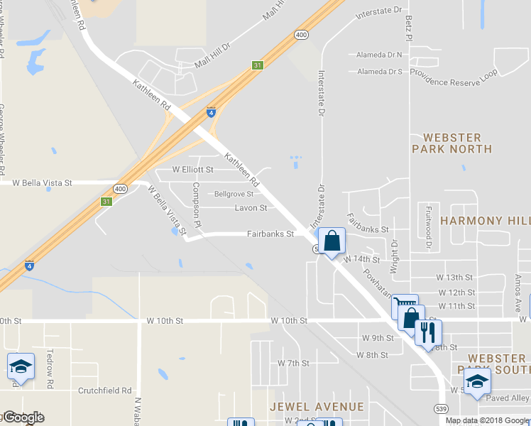 map of restaurants, bars, coffee shops, grocery stores, and more near 1720 Lavon Street in Lakeland