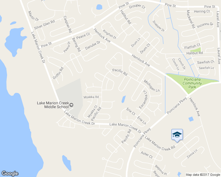 map of restaurants, bars, coffee shops, grocery stores, and more near 424 Lakeview Road in Poinciana
