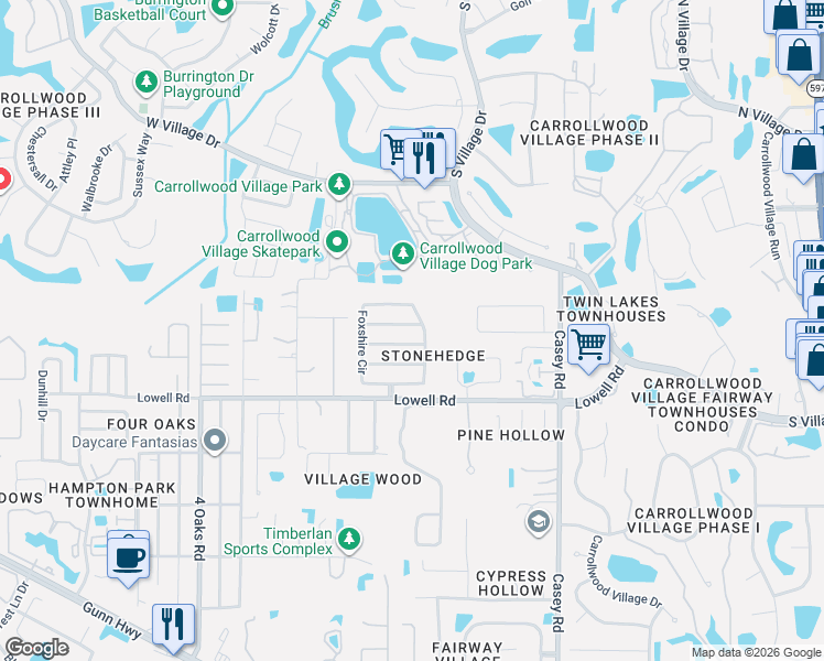 map of restaurants, bars, coffee shops, grocery stores, and more near 4704 Ashton Court in Tampa