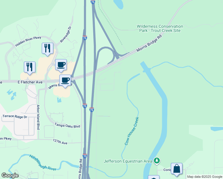 map of restaurants, bars, coffee shops, grocery stores, and more near 9041 Water Chestnut Drive in Thonotosassa