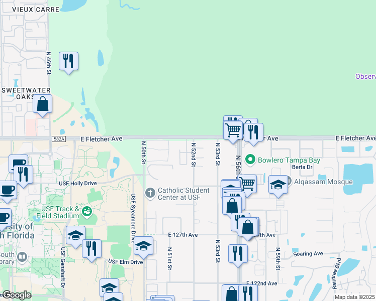 map of restaurants, bars, coffee shops, grocery stores, and more near 13389 Arbor Pointe Circle in Tampa