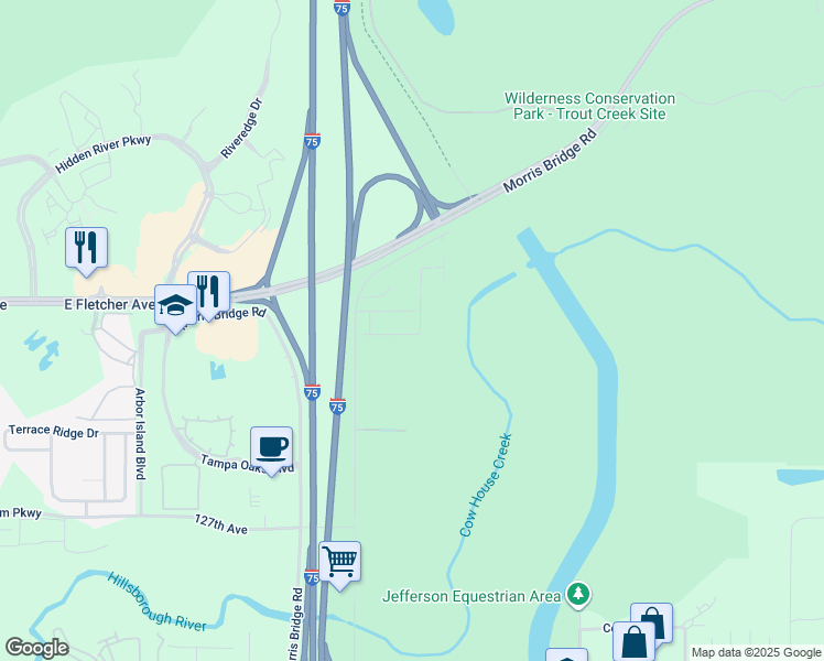 map of restaurants, bars, coffee shops, grocery stores, and more near 9041 Water Chestnut Drive in Thonotosassa