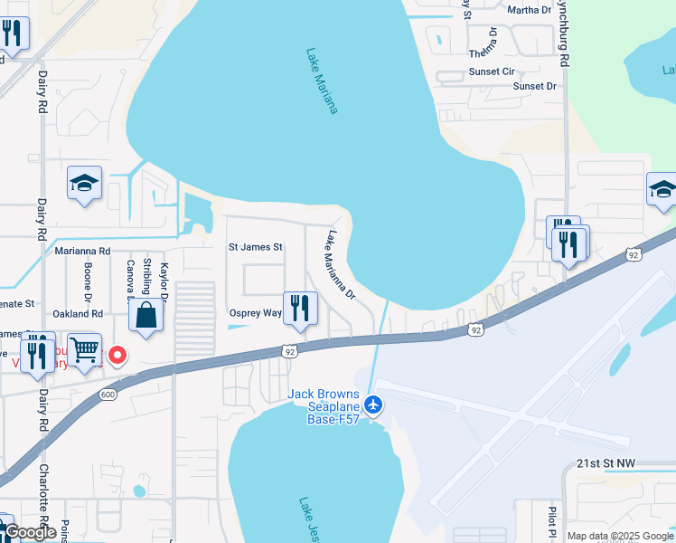 map of restaurants, bars, coffee shops, grocery stores, and more near 4078 Lake Marianna Drive in Winter Haven
