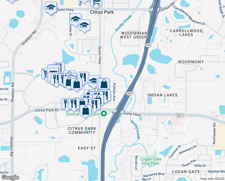 map of restaurants, bars, coffee shops, grocery stores, and more near 7410 Edgemere Road in Tampa