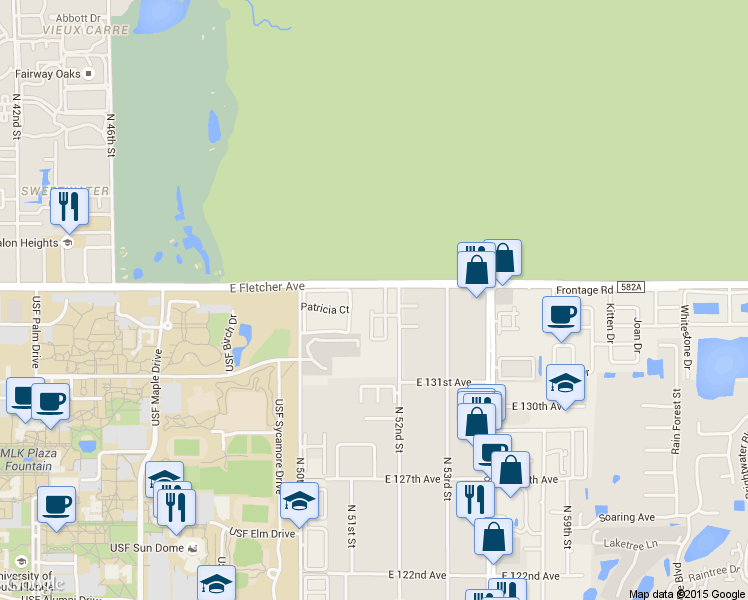 map of restaurants, bars, coffee shops, grocery stores, and more near 13389 Arbor Pointe Circle in Tampa