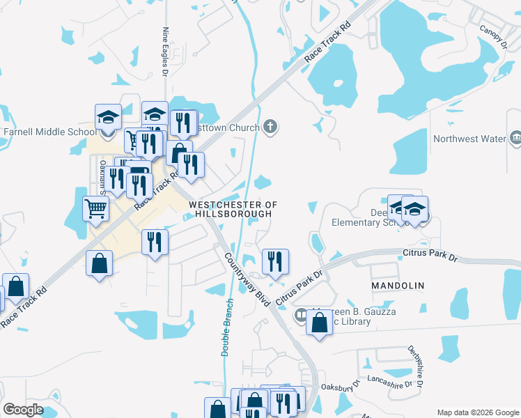 map of restaurants, bars, coffee shops, grocery stores, and more near 12009 Tuscany Bay Drive in Westchase