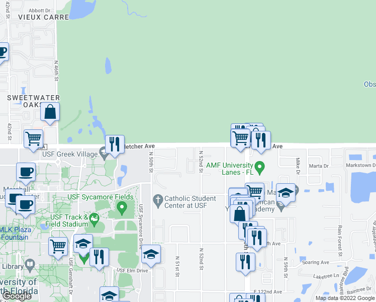 map of restaurants, bars, coffee shops, grocery stores, and more near 13285 Arbor Pointe Circle in Tampa