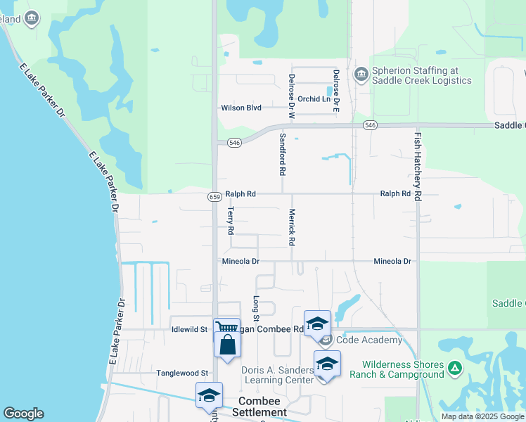map of restaurants, bars, coffee shops, grocery stores, and more near 2728 Smithtown Drive in Lakeland