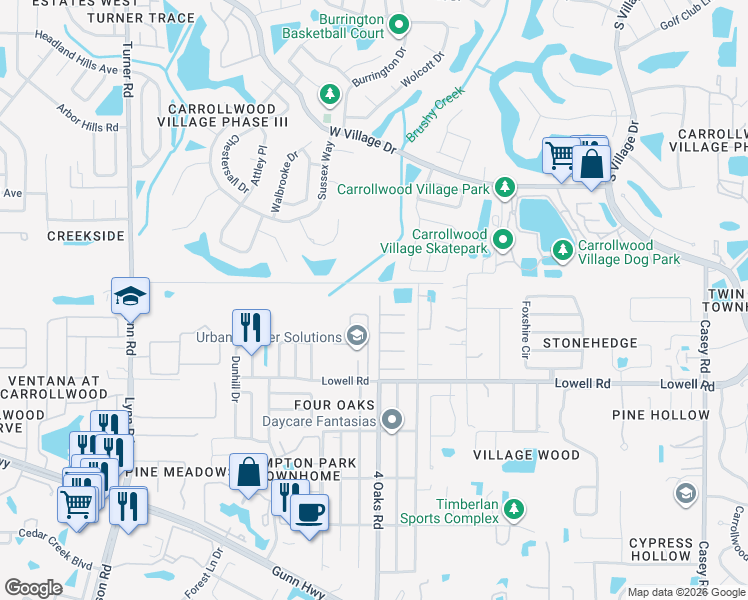 map of restaurants, bars, coffee shops, grocery stores, and more near 13060 Leverington Street in Tampa