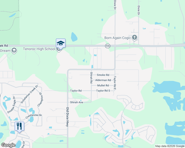 map of restaurants, bars, coffee shops, grocery stores, and more near 3111 Old Dixie Highway in Auburndale