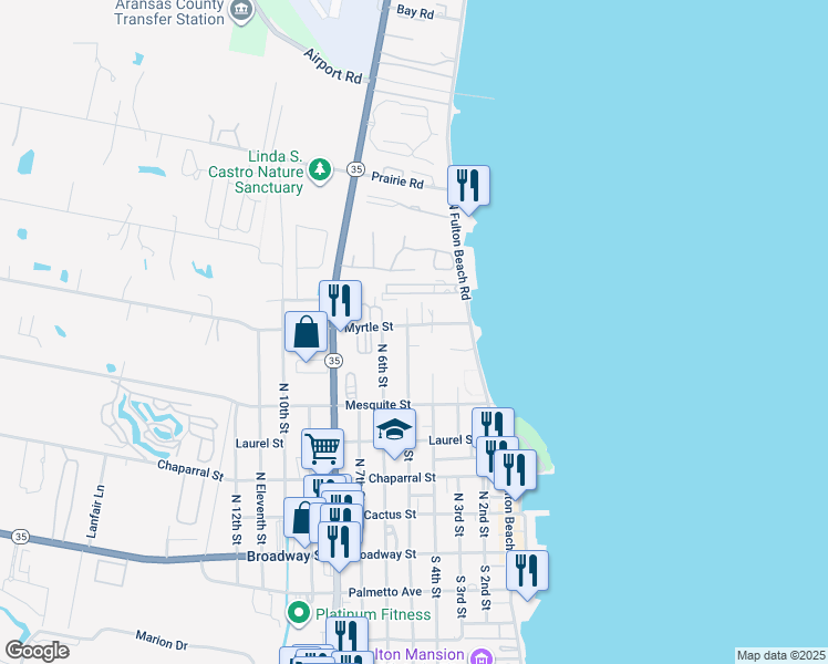 map of restaurants, bars, coffee shops, grocery stores, and more near 618 North 5th Street in Fulton