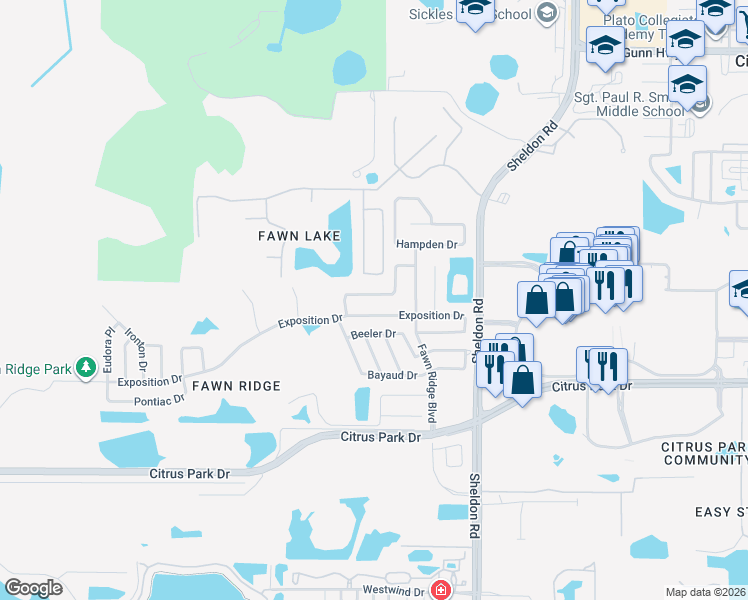map of restaurants, bars, coffee shops, grocery stores, and more near 8934 Eastman Drive in Tampa