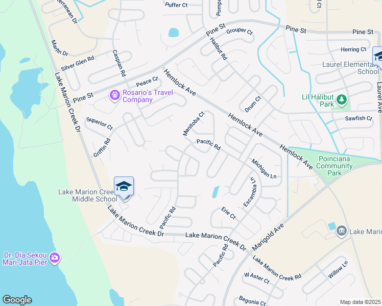 map of restaurants, bars, coffee shops, grocery stores, and more near 403 Lakeview Road in Kissimmee