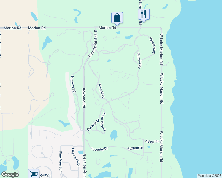map of restaurants, bars, coffee shops, grocery stores, and more near 3279 Olde Camelot Circle in Haines City