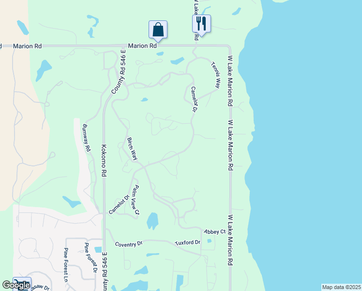map of restaurants, bars, coffee shops, grocery stores, and more near 3323 Camelot Drive in Haines City