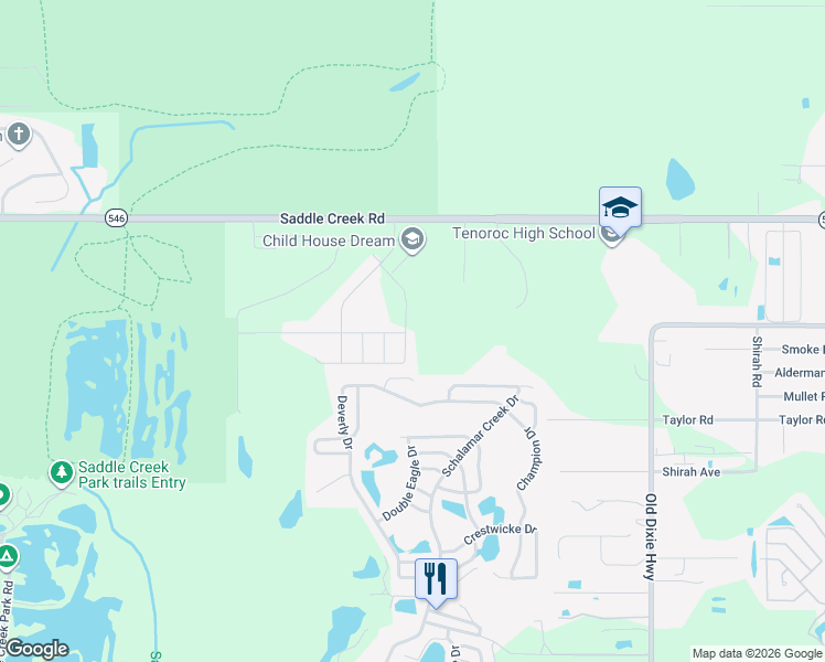 map of restaurants, bars, coffee shops, grocery stores, and more near 4500-4598 Dewsbury Court in Lakeland