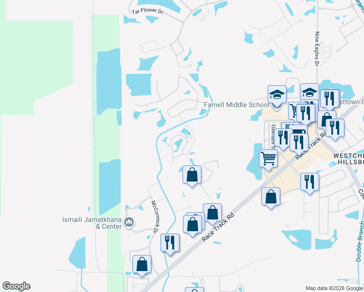 map of restaurants, bars, coffee shops, grocery stores, and more near 12581 Streamdale Drive in Tampa