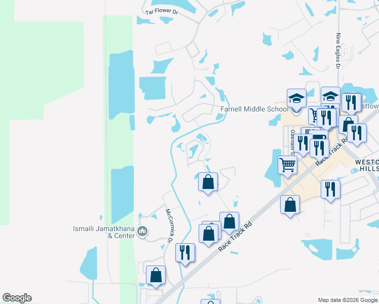 map of restaurants, bars, coffee shops, grocery stores, and more near 12461 Streamdale Drive in Tampa