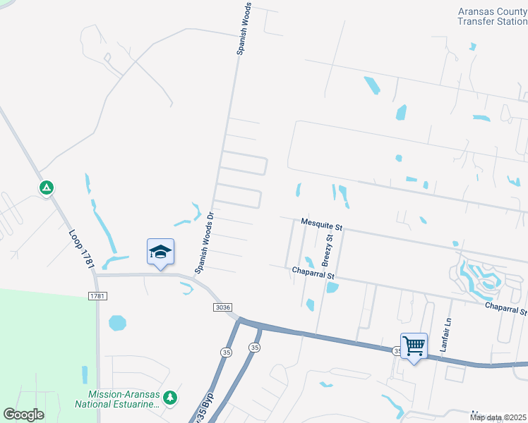 map of restaurants, bars, coffee shops, grocery stores, and more near 106 South Sierra Woods Drive in Rockport