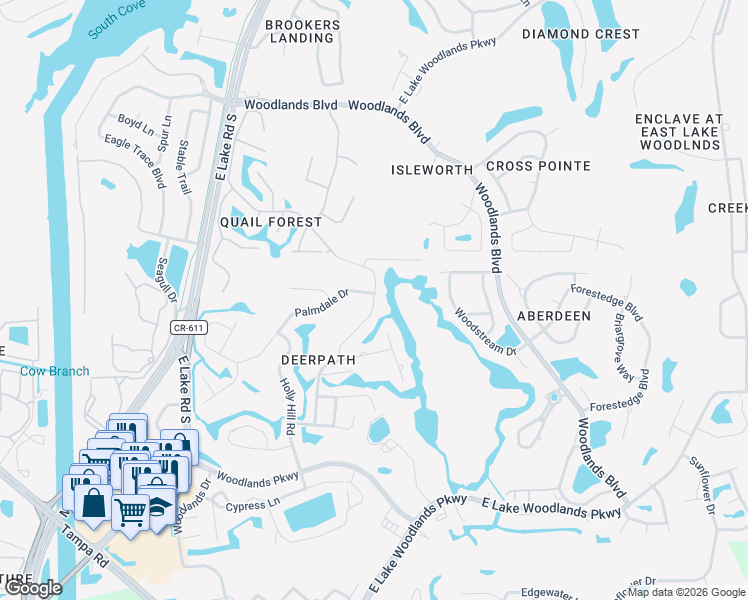 map of restaurants, bars, coffee shops, grocery stores, and more near 510 Hickory Nut Avenue in Oldsmar