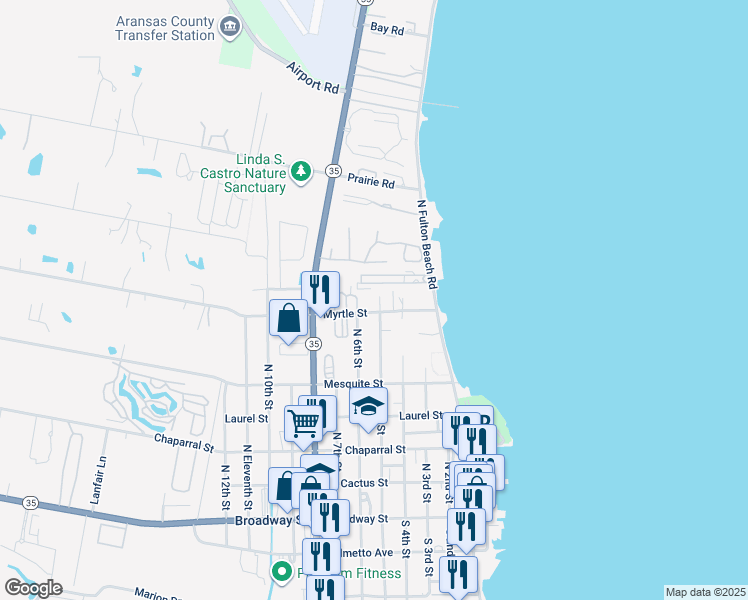 map of restaurants, bars, coffee shops, grocery stores, and more near 618 North 5th Street in Fulton
