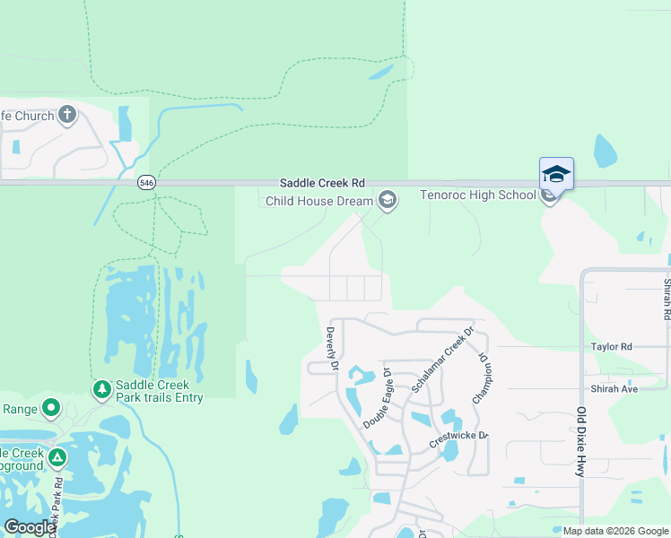map of restaurants, bars, coffee shops, grocery stores, and more near 4225 Saddle Creek Road in Lakeland