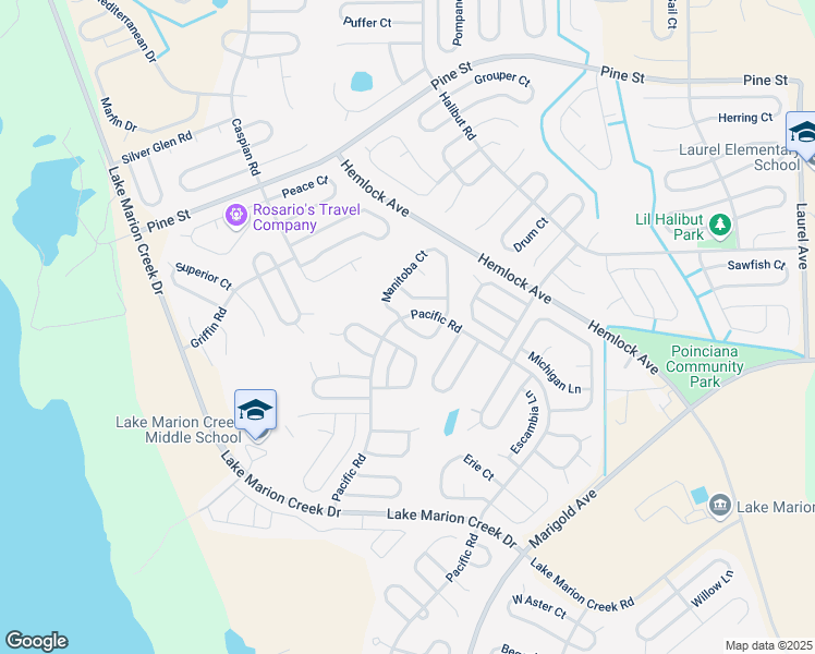 map of restaurants, bars, coffee shops, grocery stores, and more near 403 Lakeview Road in Kissimmee