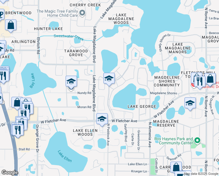 map of restaurants, bars, coffee shops, grocery stores, and more near in Tampa